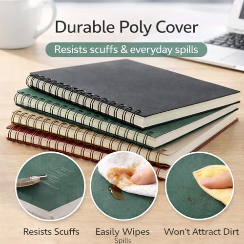 4-Pack A5 Spiral Notebooks, College Ruled 7mm Lined Paper, 160 Pages Each, Durable Poly Cover, Lay-Flat 180° – For School & Work, Subject & Project Notes (Assorted Colours) image 6