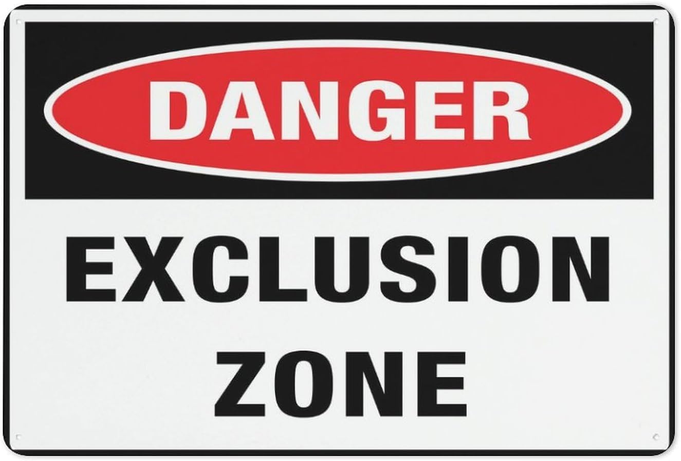 Danger - Exclusion Zone Rust Free Aluminum Sign - UV Protected, Waterproof Decor with 4 Pre-Drilled Holes for Construction Site - 12x16 Inches​