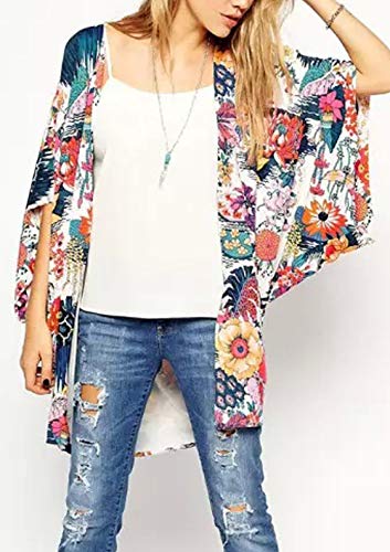 Image of CASURESS Women's Cardigan-Sheer Kimono Loose Summer Floral Print Cover Ups