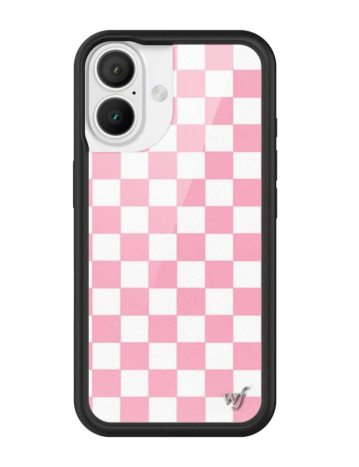 Image of Wildflower Cases - Compatible with iPhone 16 | Protective Black Bumper, 6.5ft Drop Test Certified, Women Owned Small Business | Checkers Pink