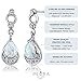 Peora Created White Fire Opal Earrings 925 Sterling Silver, 1 Carat total Pear Shape Teardrop Dangle Drop, Friction Backs, October Birthstone Earrings, Iridescent Fire Opal Jewelry