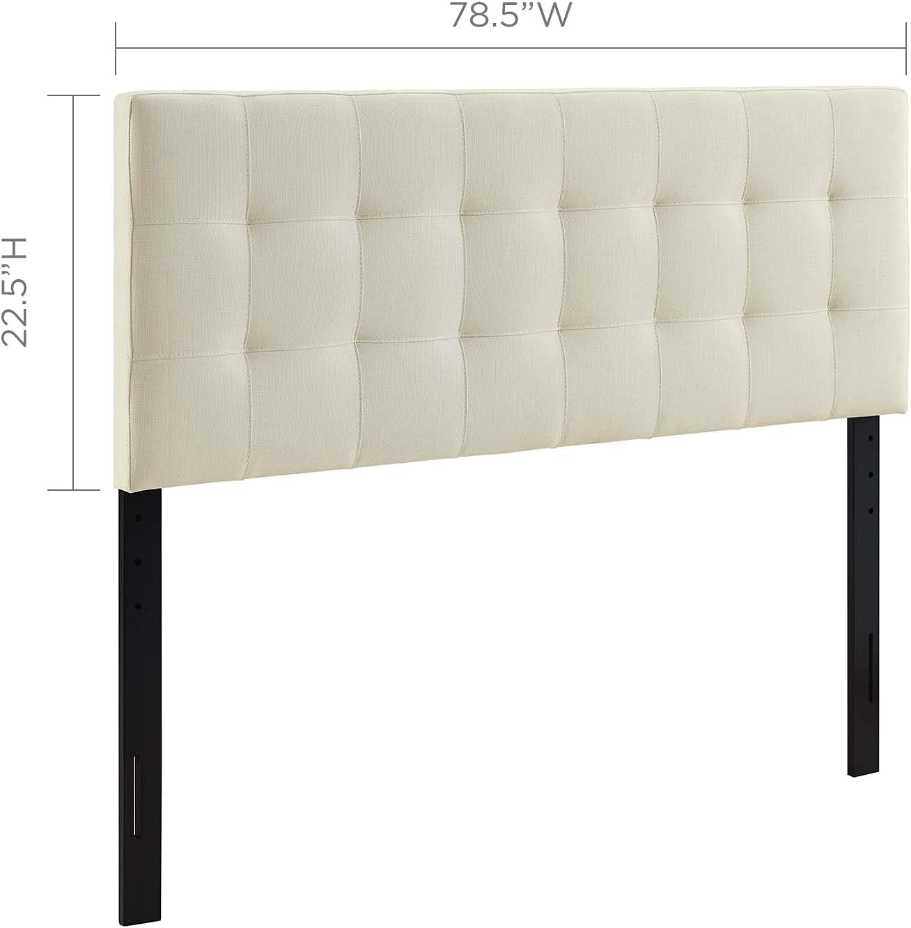 Modway Lily Tufted Linen Fabric Upholstered King Headboard in Ivory