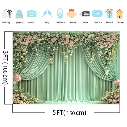 Fondo fotográfico floral verde 10x8 pies miniatura 5
