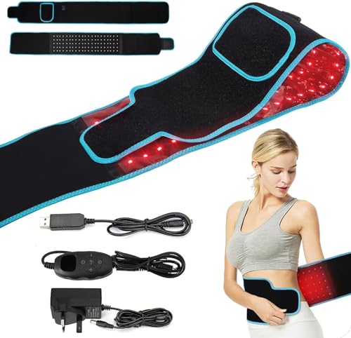 Red Light Belt, 660nm Red Light & 850nm Near-Infrared Light Wrap Belt, for Legs, Back, Waist, Shoulders, Neck, Adjustable & Portable Wrap Device with Timer Settings for Office/Home Use
