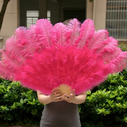 Abanicos de plumas de avestruz blancas naturales, 50/130 cm, plegables, de mano, para decorar fiestas de Halloween y danza del vientre, 60 x 90 cm, 1 unidad