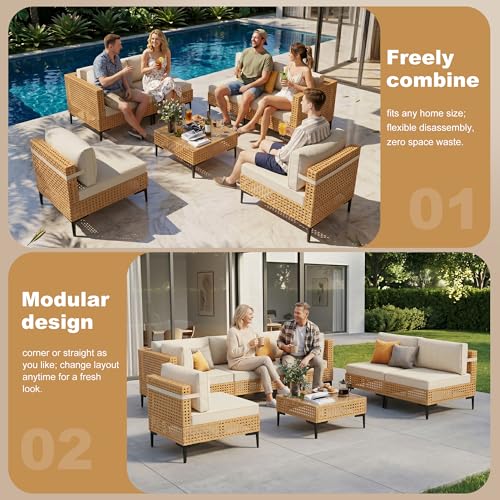 ABCASA 7-Pieces Patio Furniture Set with Non-Slip Cushions & Coffee Table - Image 5