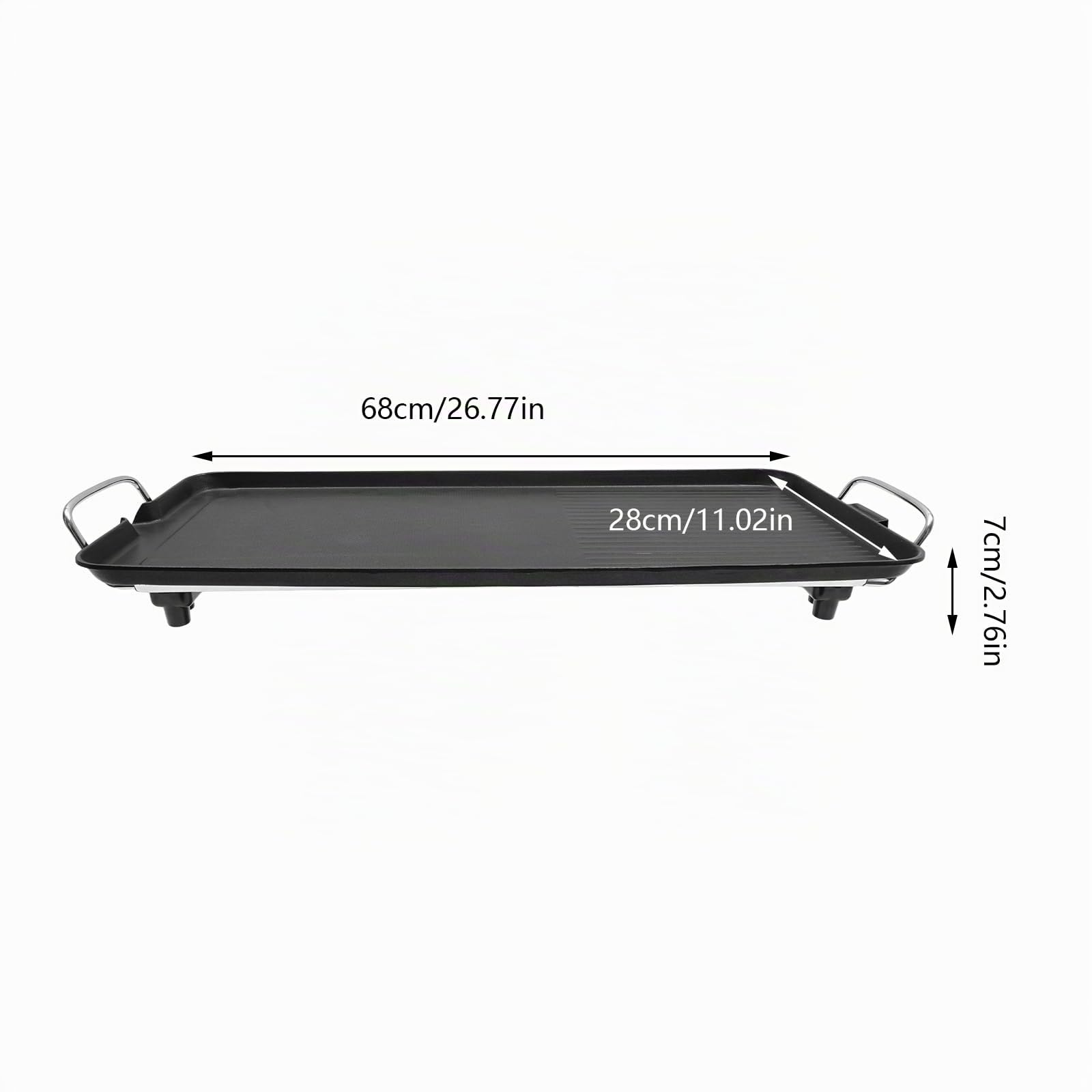 Griglia elettrica da tavolo con 1500 W e 5 livelli di temperatura, piastra elettrica con rivestimento antiaderente, inclinabile, griglia raccogli grassi, 68 x 28 cm, per bistecca, carne, verdure