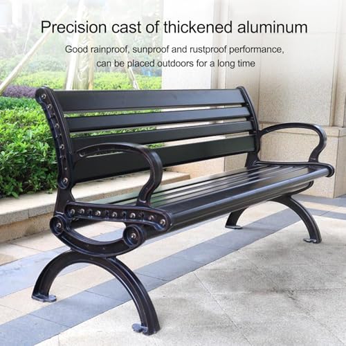 Outdoor Metal Bench, Patio Park Garden Bench with Backrest and Armrests, Patio Dining Bench Front Porch Benches, Outdoor Benches Weatherproof, for Yard & Garden(120 * 60 * 78cm/47.2 * 23.6 * 30.7in) - Image 4