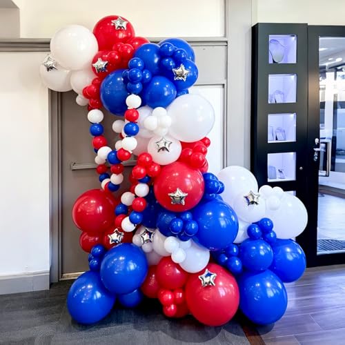 Image of Red White and Blue Balloons,60Pcs Red and Blue Balloons | 12in Latex Balloon for Independence Day Birthday Party Decorations