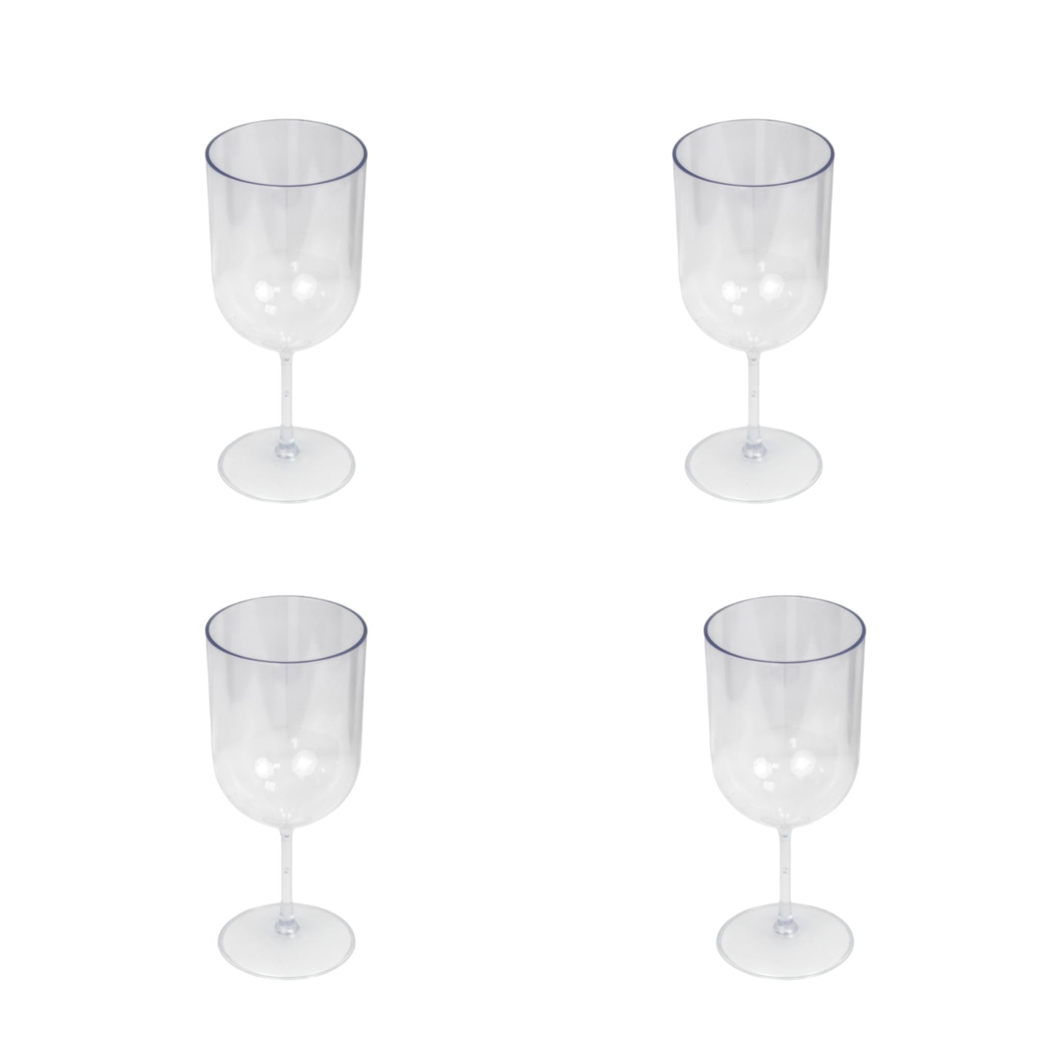 Pincho Copa Vino Clasica 400ml (Pack de 4) Copas de Plastico Transparente para Vino y Cocteles, Pie Estable, Ideal para Fiestas, Jardin, Camping, Picnic y Eventos