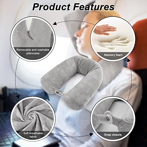 Qirreao Memory Foam Travel Pillow Adjustable Neck, Shoulder, Waist and Leg Support Adult Airplane Train Travel Pillow