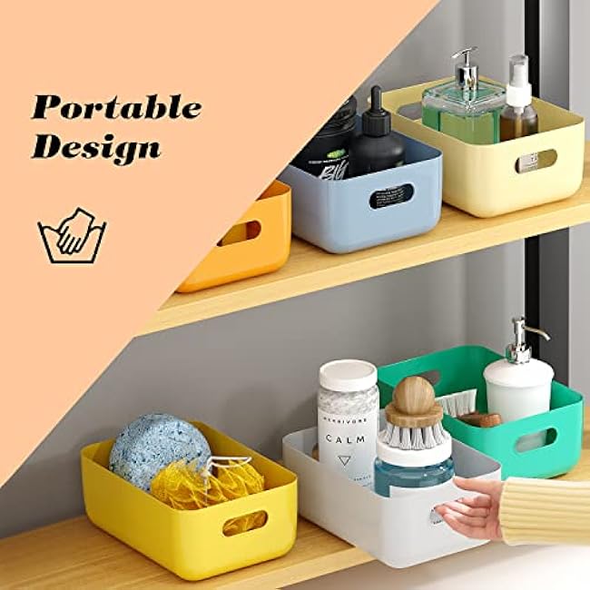 OWill 7 PCS 4.2 L Plastic Storage B-ins and Baskets for Efficient Home Classroom Organization Small Containers in Multicolour for Kitchen, Cupboard box, and Bathroom Organizer on Shelves and Tubs