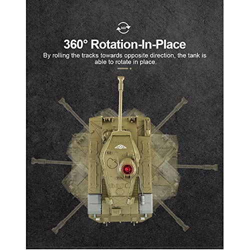 RC Tank Remote Tank Toy, Remote Control Mini RC That Shoots with Lights Realistic Sounds, RC Vehicle Full-Function Stunt Car Military Toy Tank (Military Green) - Thumbnail 3