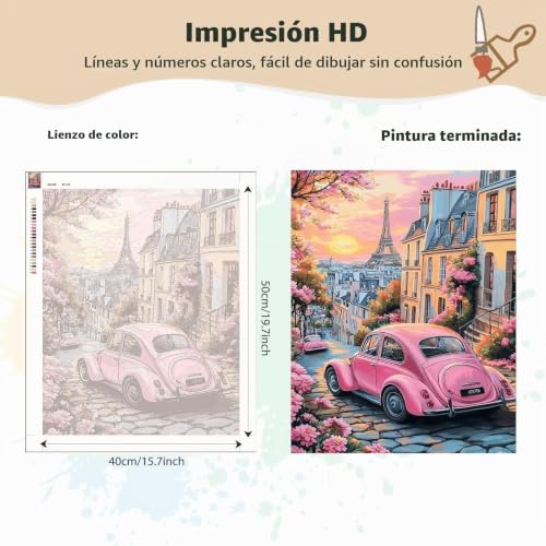Miniatura 3 de MEIYUDA Pintar por Numeros Adultos París al atardecer, DIY Painting by Numbers Kits Cuadros por Numeros, Pintura de Bricolaje Sobre Lienzo con Pinceles Decoración para el Hogar 40x50cm(sin marco)