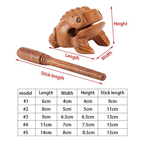 idalinya Wood Percussion Traditional Craft Wooden Lucky Frog Croaking Musical Instrument Home Office Decor Stress Relief Toy (10.6CM) - Thumbnail 5
