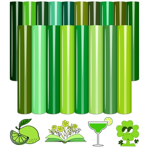 Tintnut Green HTV Heat Transfer Vinyl - 18 Sheets 12 x 10 St. Patrick Heat Transfer Vinyl Army Green HTV Iron on Vinyl for T-Shirts