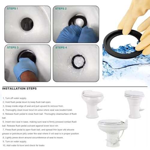 Image of RV Toilet Seal, 4 inch Flush Ball Seal Gasket 385311658 Replacement for Dometic 300 /310 /320, High-Grade Rubber Toilet Seal Parts Solve The Leakage Problem - 2 Pack