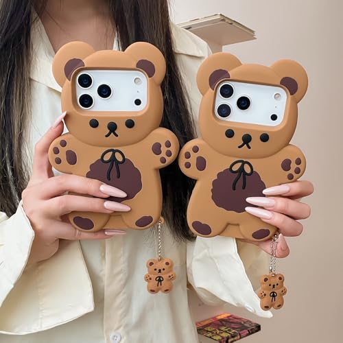 Coque iPhone 17 Pro silicone ours mignon, accessoire école fille - 7