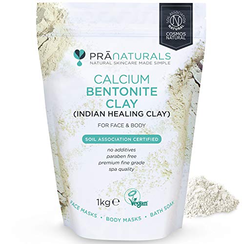 Preisvergleich Produktbild PraNaturals Bentonite Clay Mask, Natürliche Tiefenreinigung der Hautporen Montmorillonite Calcium Active Pure Clay Mask-Pulver, Detox Anti-Aging- und heilende Gesichtsmaske (1 kg Beutel)