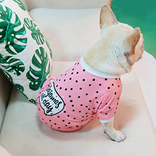 Image of CuteBone Small Dog Pajamas Shirt Stretchy Summer Puppy Pjs Soft Cat Onesies Pet Clothes for Daily Wear DA13M