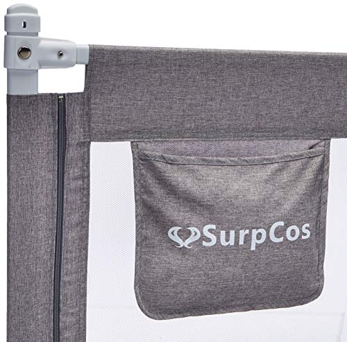 SURPCOS Bed Rails for Toddlers -New Upgraded Extra Long Bed Guardrail for Kids Great Fit for Twin, Double, Full-Size Queen & King Mattress (70 x 30 Inch, Grey) - Thumbnail 2