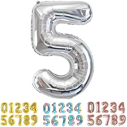 Ponmoo Number Balloons Silver 5 Cover