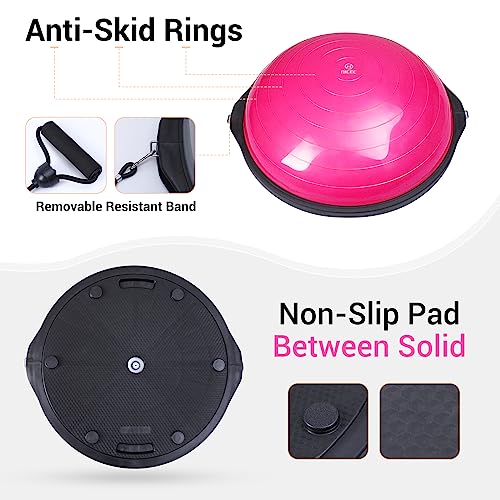 Image of Nice C Balance Ball, Half Ball, Balance Ball, Exercise Workout Trainer, with Resistant Band, Strength Fitness Yoga with Bonus Foot Pump