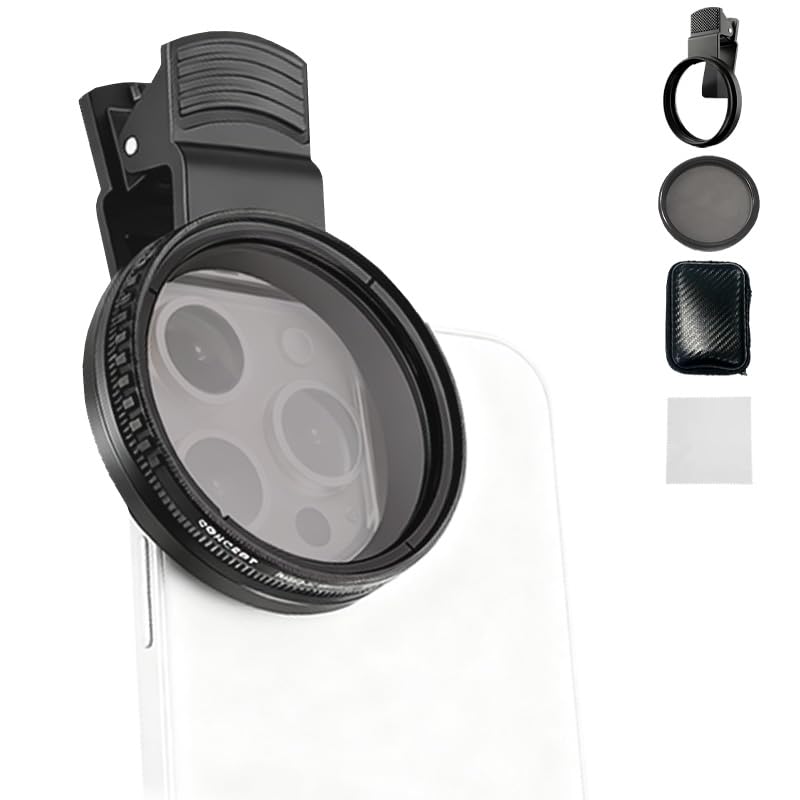 Filtre Polarisant CPL 52mm Universel pour Smartphone, Objectif Amovible avec Clip Compatible iPhone Huawei et Autres Téléphones, Réduit Les Reflets et Améliore la Qualité d'image