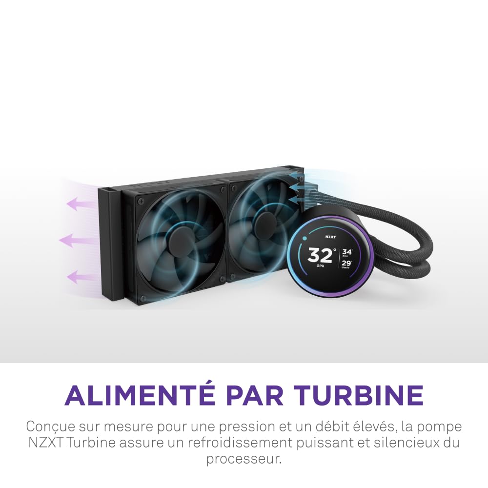NZXT Kraken Elite 240 - Refroidisseur CPU AIO 240mm, LCD - Noir
