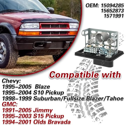 Image of Blower Motor Resistor 15094285 Fit for Chey Blazer S10 Pickup AC Blower Control Module Suburban Fullsize Blazer Tahoe GMC Jimmy S15 Pickup Ols