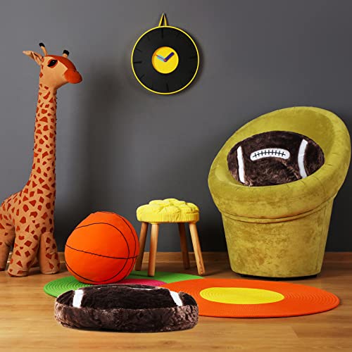 2 Pcs Sports Pillow Fluffy Soft Throw Pillow Cute Shaped Sports Decor Round Plush Pillow Sport Theme Cushion Stuffed Pillow For Bedroom Decoration (Football) #TOP5