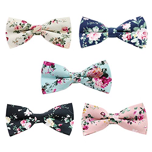 Mantieqingway Men's Bow Ties Cotton Wedding Floral Bowtie for Adult Cravat