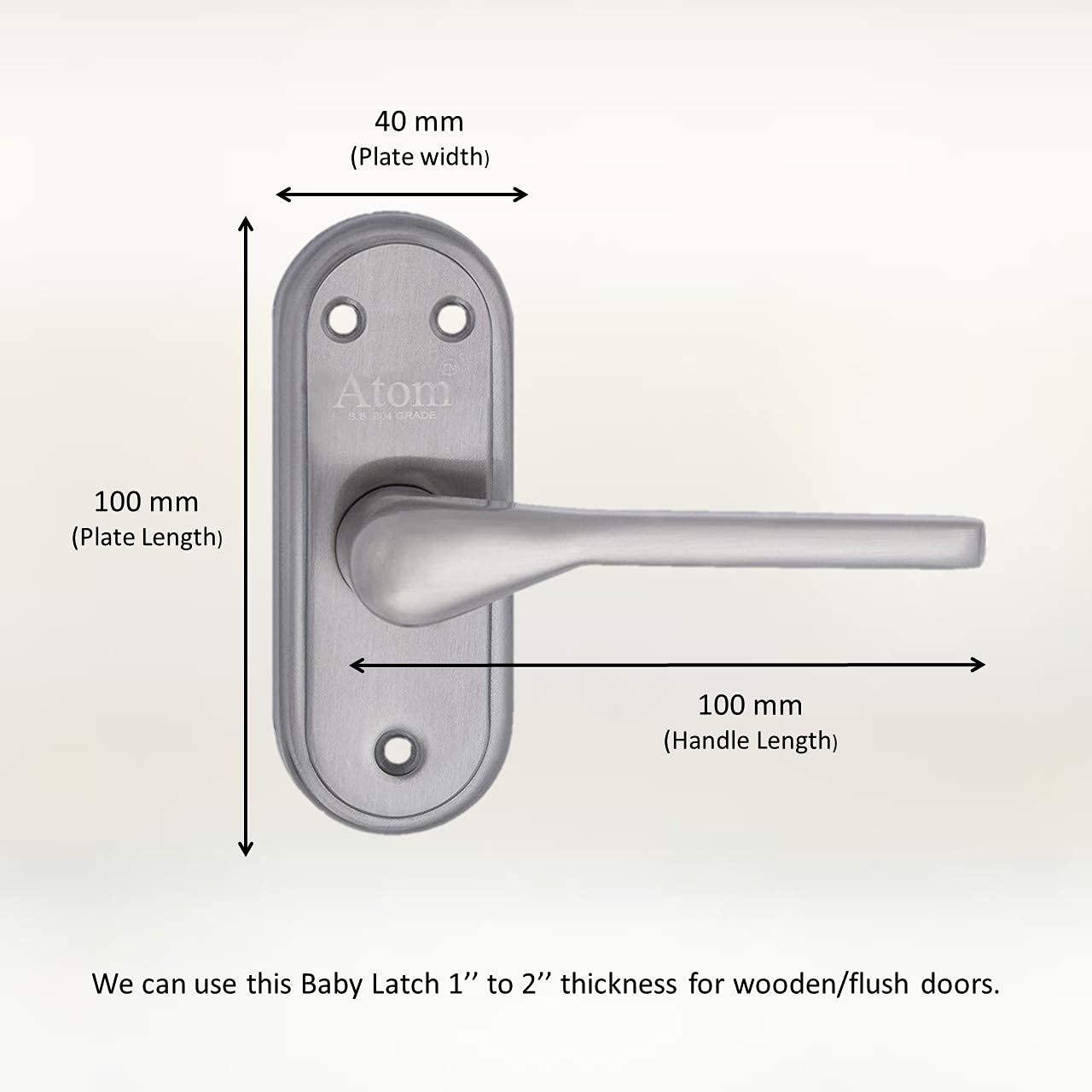 Atom Stainless Steel Bathroom Door Lock, Mortise Door Handle with Baby Latch Lock, Silver Satin Finish, Keyless, Bathroom Lockset for Door, Balcony Toilet Washroom, Penta-Bl — Amazon image 3
