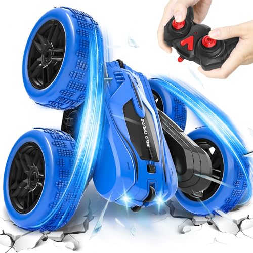 A ALPHA Remote Control Car, RC Stunt Car Double-Sided 360° Rotating 4WD 2.4GHz Kids Toys for Ages 5-7 8-13, Birthday Xmas Gift for Boys Girls Age 4 5 6 7 8 9 10+