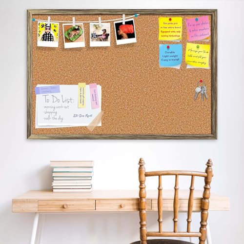 Image of ArtzFolio Cork Board | Bulletin Board Notice Pin Board | Vision Soft Board Combo with Thumb Push Pins & Sticky Notes | Antique Golden Frame | 18 x 12 inch (46 x 30 cms)
