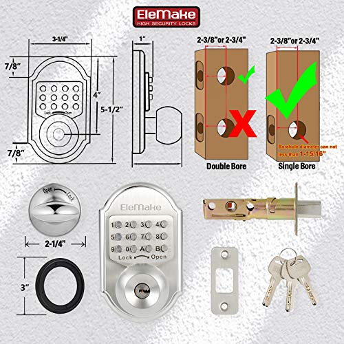 Megaflint Keyless Entry Door Lock Deadbolt Keypad Mechanical Stainless Steel (Pass Code Or Key) 100% Mechanical, No Electronic #TOP6