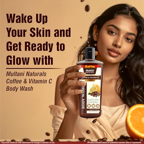 Image of Multani Naturals Coffee & Vitamin C Body Wash I Ayurvedic Body Wash for Men & Women - its Unisex I Herbal Body Cleanser for Skin Brightening, Reduce Skin Puffiness & Improves Skin Elasticity I Paraben Free I Sulphate Free I Kind to All Skin | Types I (270ml)