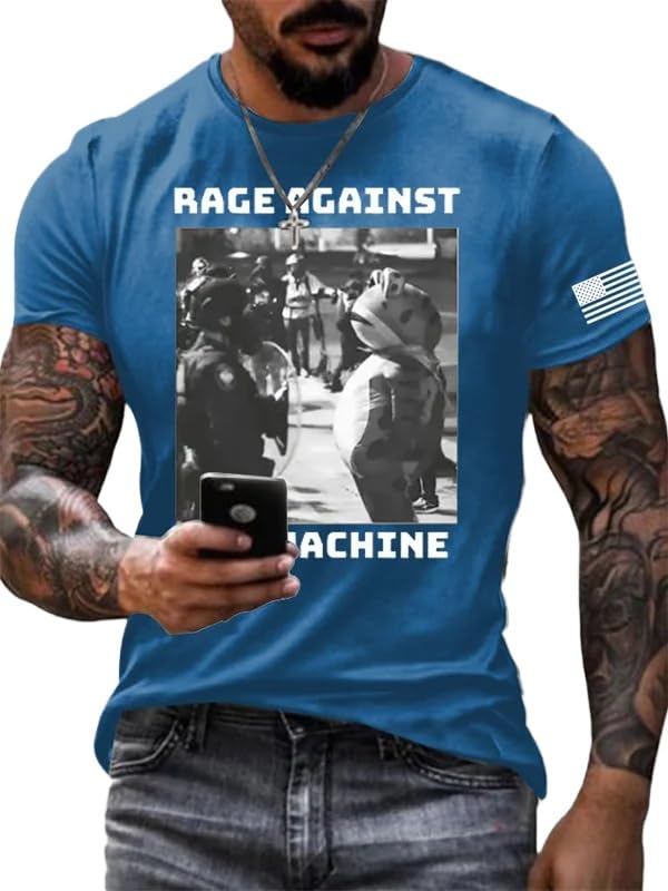 Camiseta vintage de Portland Frog Protesta, Rage Against Activist, camiseta retro con gráfico político, azul, S