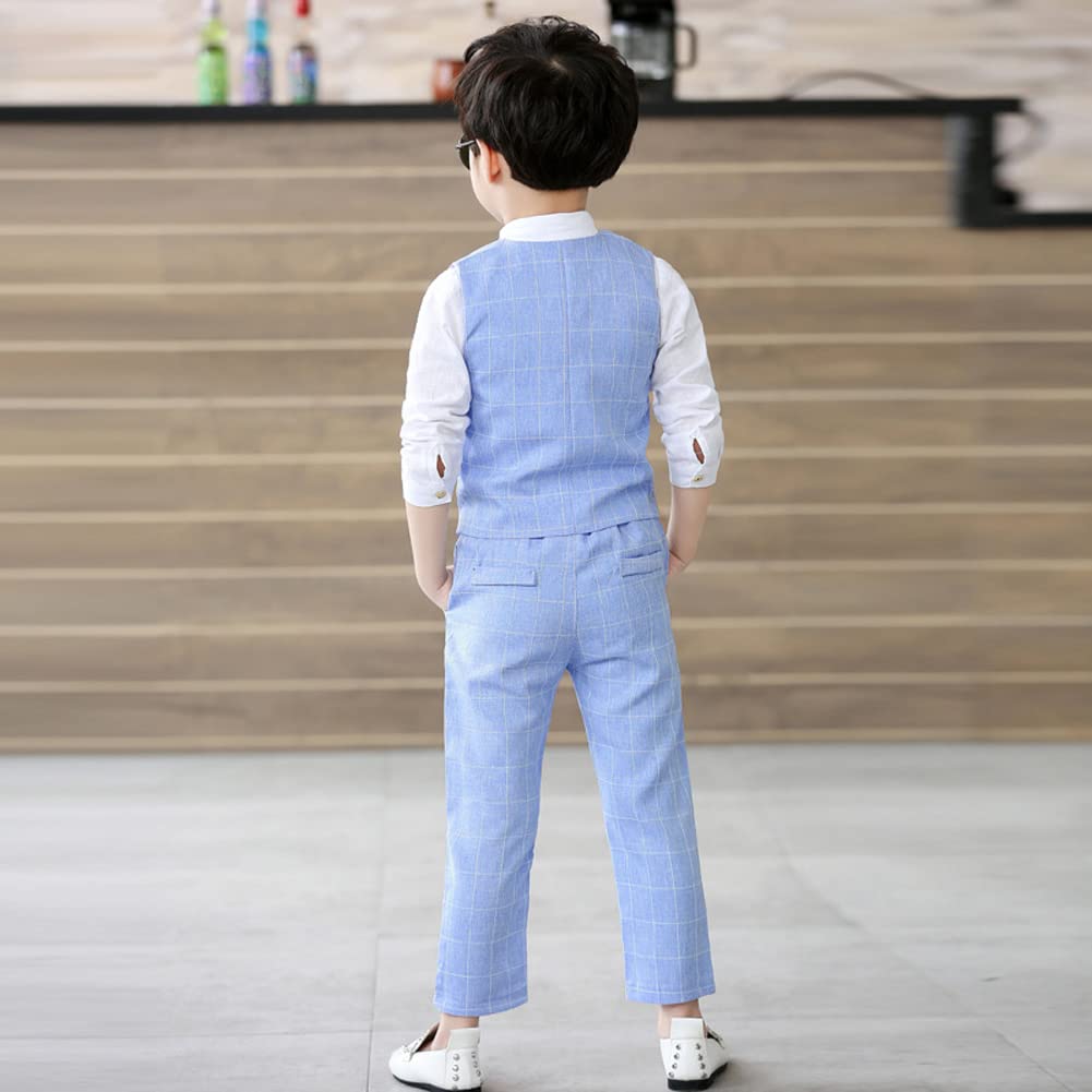 LOLANTA 4 Piezas Trajes para Niños de Boda Ceremonia Fiesta, Conjunto de Chaleco, Camisa, Pajarita, Pantalón, 2-13 Años
