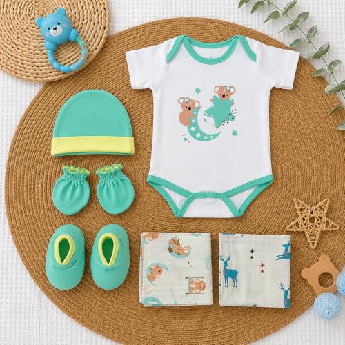 Image of TINYLANE - Curated For You! Organic Baby Giftset | Baby Hamper for Newborn | Newborn Baby Essentials| 0-6 Months | Pack of 8
