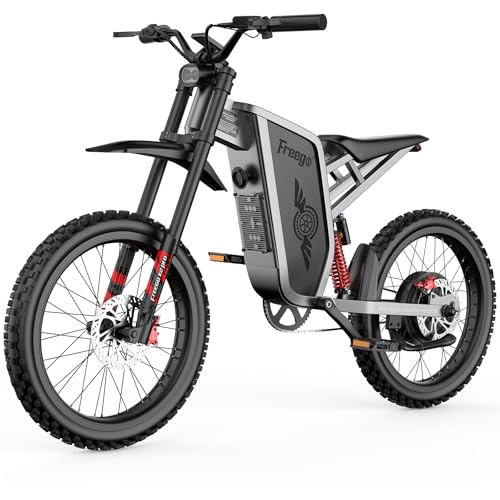 Freego Electric Dirt Bike for Adults X2 Pro Electric Motorcycle 6000W Motor 1800wh Battery UL 2849 Certified Max 50MPH Off Road Electric Bicycle 19x2 Tire Full Suspension Hydraulic Brake