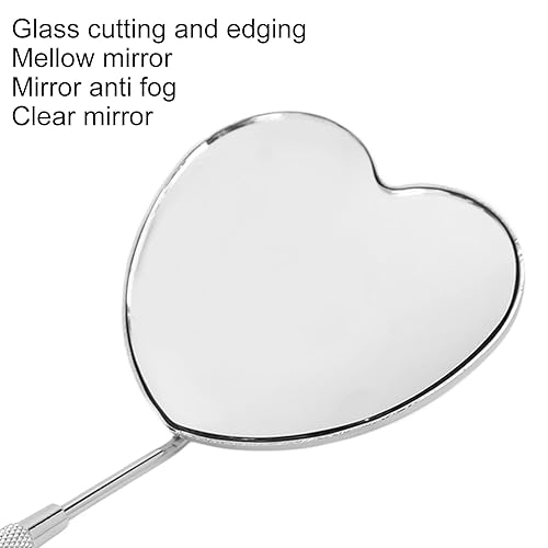 Miniatura 5 de Dioche Espejo de pestañas en forma de corazón, espejo de pestañas profesional portátil de acero inoxidable para extensión de pestañas, herramientas