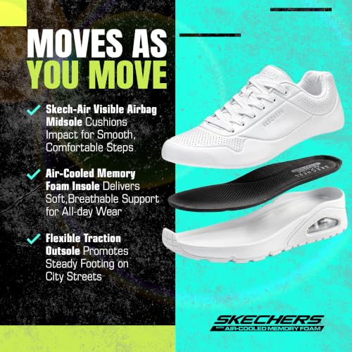 Skechers Herren Uno Stand On Air Turnschuhe, White Durabuck / Mesh, 45.5 EU – Ansicht 4