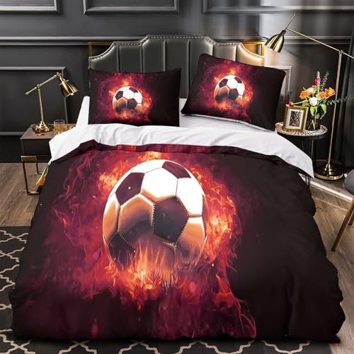 Housse de couette soccerball imprimé 3D dynamicflameeffect en microfibre confortable