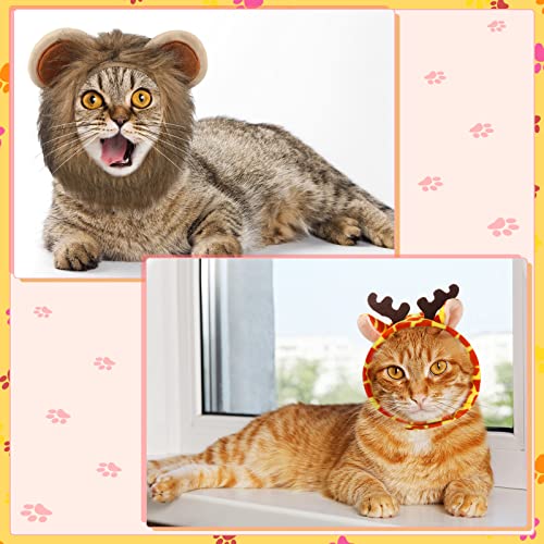 5 Pcs Cat Hat Adorable Costume Bunny Hat With Ears Funny Mane Cat Hat For Cats And Small Dogs Kitten Puppy Party Costume Accessory Headwear (Rabbit, Lion, Leopard, Tiger, Giraffe) #TOP5