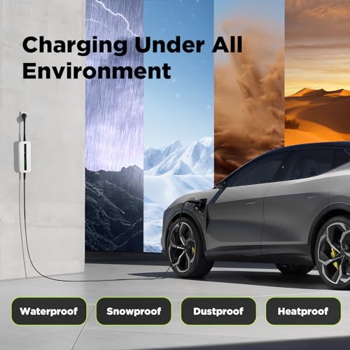 ev Charger 10/16A Type 2 Portable EV Charging Cable EU Standard Switchable Charging Box Schuko 2-Pin IEC 62196-2 Electric Car (Euro Plug) 2.2/3.6 kw, 6 m/20 ft