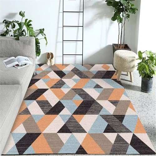 Tapis long pour table basse géométrique bleu et gris de 80x100 cm - 2