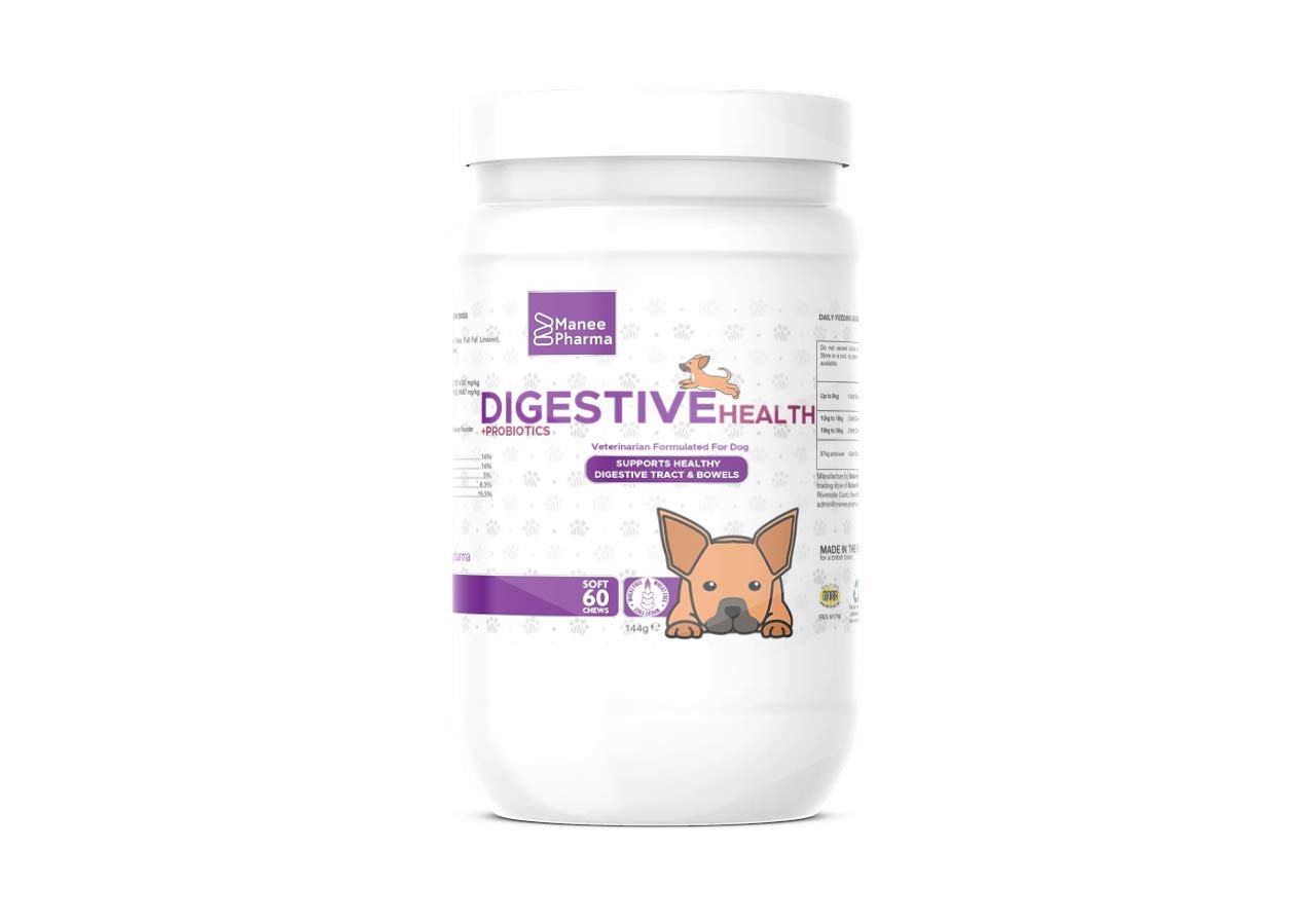Manee Pharma 60 Soft Chews Veterinary Strength Fast-acting Dog Digestive Support Probiotics Enzymes Supplement Bowel Function Health Eliminate Scooting Canine Dietary Supplement