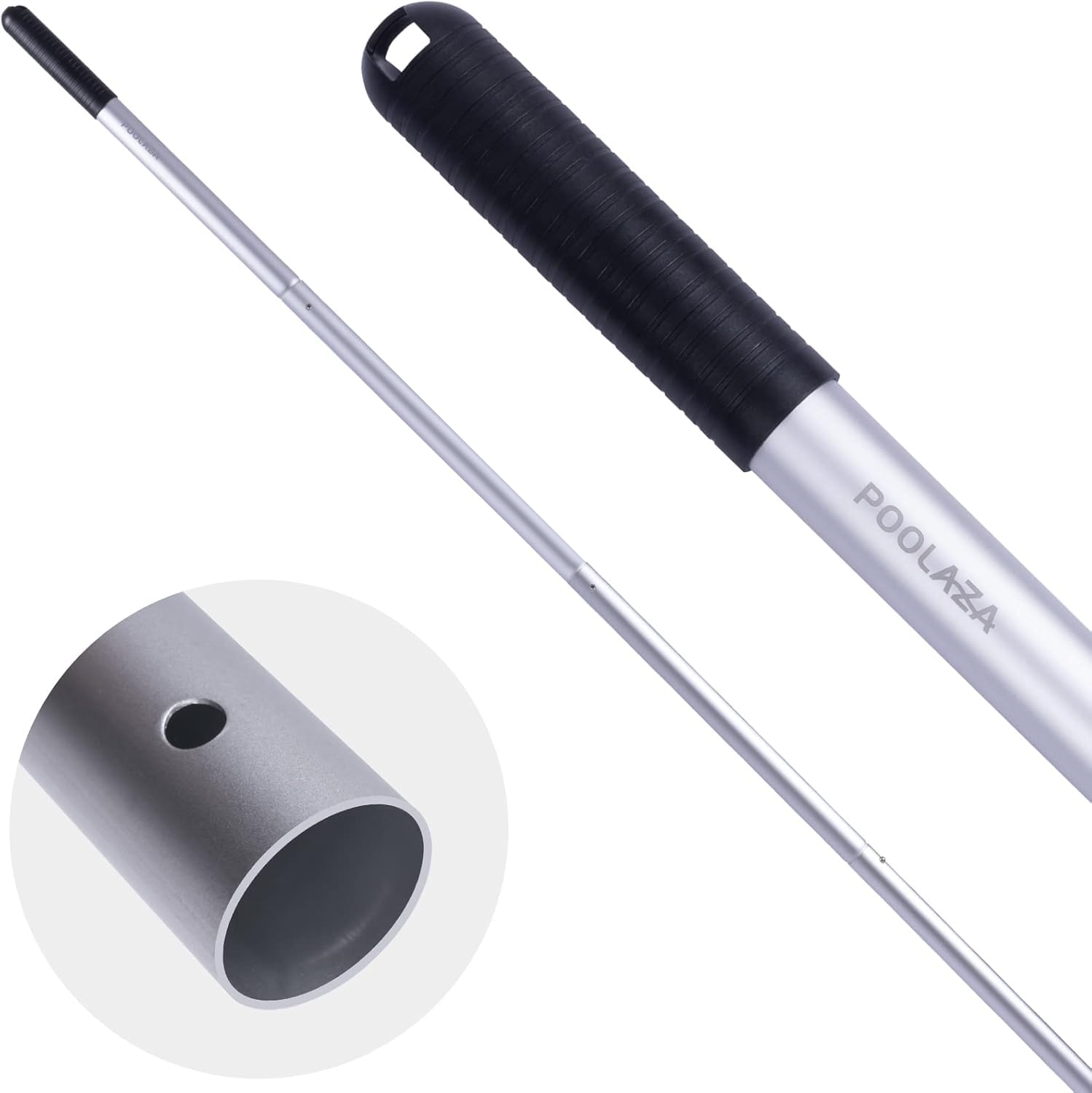 POOLAZA Asta telescopica per Piscina 3,2 m, Alluminio, 8 segmenti | Alluminio anodizzato, antiruggine, 8 segmenti smontabili, compatibile con skimmer, spazzole, aspiratori, attacco 30 mm