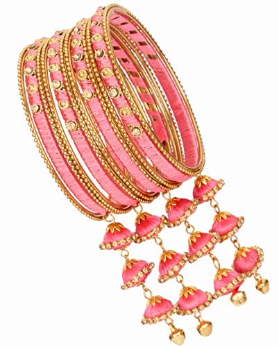 Image of NMII Get your traditions Valentine Gift for Girls & Women Silk Thread Bangle Set With Zircon For Womne & Girls